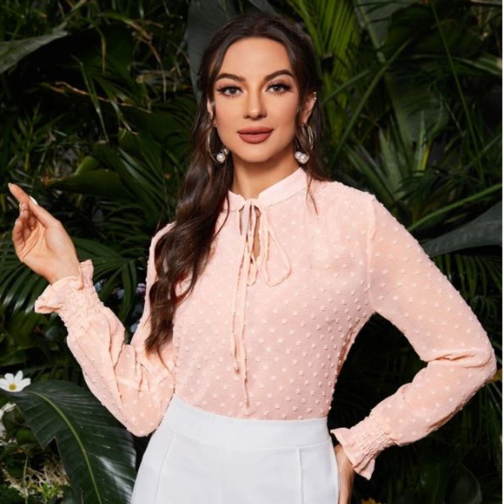 Peach Swiss Dot Blouse